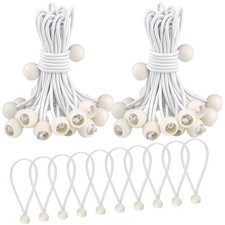 Spanngummis mit Kugel, 50 Stück, Weiß, 15 cm, für Planen, Zelte, Banner
