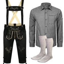 Trachtenset Herren Trachtenlederhose Gr 46 bis 62 Tracht Hose  Hemd mit Socken