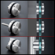 Glas-Punkthalter Edelstahl V2A Ø50mm PS: 6-22mm Glashalter Flach o. Rohr 42,4 mm