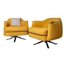 Cierre 2-er Set Sessel Boheme Leder Nabuk Giallo Gelb Gestell Schwarz Verchromt