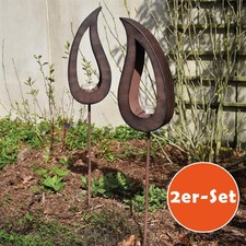 XXL Edelrostoptik Teelichthalter Herbst Winter 2er-Set Deko Metall Garten