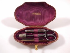 wb21/6  altes Nähset im Etui   Lebesgues Paris ~ 1900