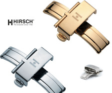 HIRSCH Uhrenarmband Faltschließe Pusher Buckle Edelstahl gold silber 16-20 mm