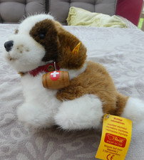 STEIFF Bernhardiner Bernie mit Knopf,Fahne und Schild unbespielt