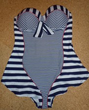 Badeanzug, Badekleid -Retro Marke "Belsira" - Gr. XXL, 40/42 - blau/weiß-NEU