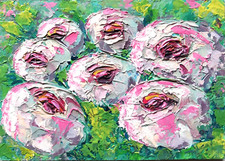 Rose Oil Painting. Flowers Oil