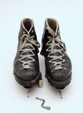 Antike Herren Lederschuhe aus Leder mit Polar-Contra Schlittschuh Kufen # 3562