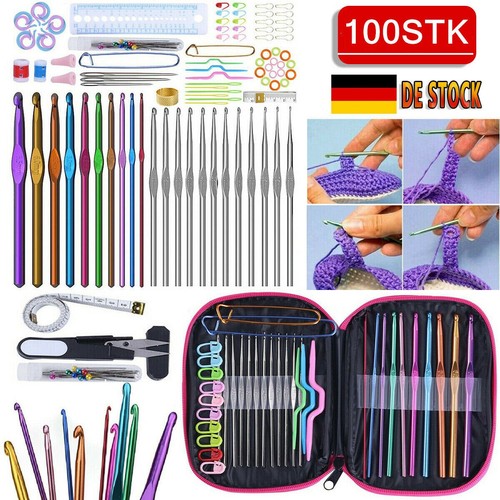 100 stück häkelnadel set alu - 100,