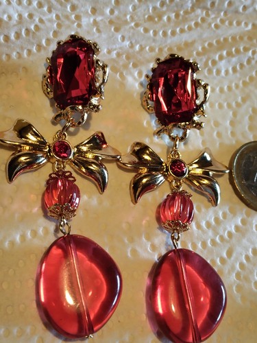 Ohrclips gold rot schleife - rot,