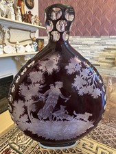 Große Vintage Handgeschliffen Schnupftabak - Flasche JOSKA RUBIN GLAS