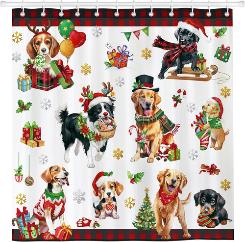 Duschvorhang weihnachts hund - duschvorhang,