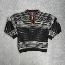 VINTAGE Herren Vintage Nordic Pullover Gr. S 100% WOLLE Viking Sweater 1101 Grau