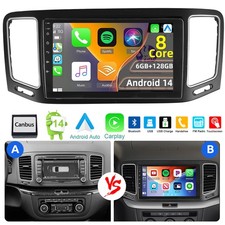 Carplay 6+128GB Android 14 Autoradio Für VW Sharan 7N Seat Alhambra II 2010-2021