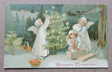 Postkarte / Weihnachten / Engel Geschenke Baum /ungel.