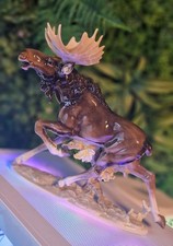 Antike grosse Hutschenreuther Porzellan Elchfigur, Entwurf von K. Tutter Tier 