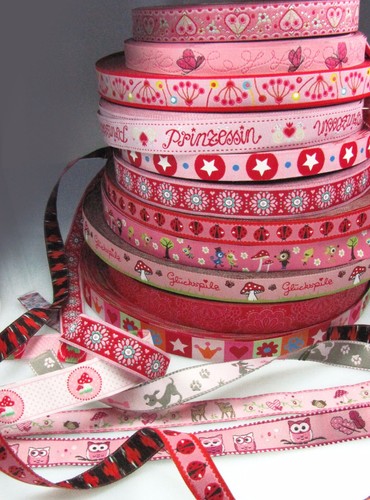 Webband rosa rottöne - 1m,