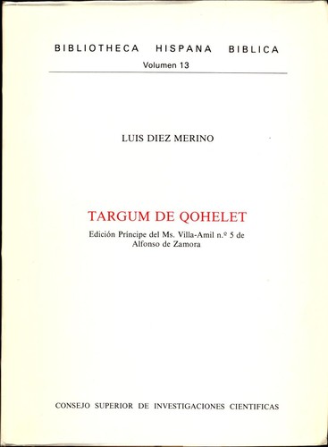 Targum qohelet edición - targum, de