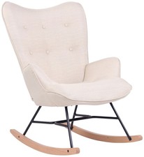 #R130536/2410 Schaukelstuhl Sanka Stoff creme Relaxsessel Schwingstuhl Wippstuhl