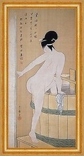 Bathing In Cold Water Kitagawa Utamaro Japan Trog Baden B A3 02765 Gerahmt