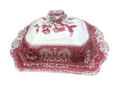 Spode Pink Camilla 1 Deckelschüssel mit altersbedingten Glasurrissen