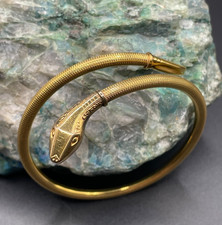 Antiker Schlangen-Armreif – vergoldet, feine Gravur, um 1900, Jugendstil