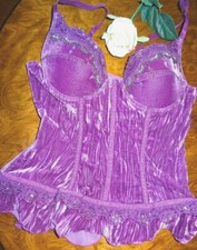 Exkl. Corsage v.ROSELLE Gr.38 Cup 75B edler Samt Perlen u.Pailetten erikafarben