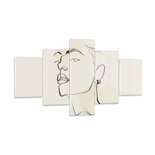 Wandbilder 125x70cm 5 tlg Glasbild Minimalismus Porträt Linie Bilder Wanddeko