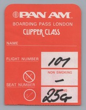 Pan Am Clipper Class Bordkarte London Airline Vintage PAA American
