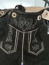 Lekra dunkelbraune Trachten-Kniebund-Lederhose 100% Leder hochwertig, weich