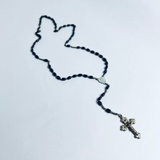 Vintage Rosenkranz Schwarz Silber 90s 2000s