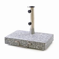 Sonnenschirmständer 25kg Granit poliert grau halb eckig Edelstahl 45,5 x 28cm
