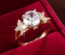 Goldener Ring Schmetterlinge süß Fingerring künstlicher Zirkonia Luxus 18,8 - 59