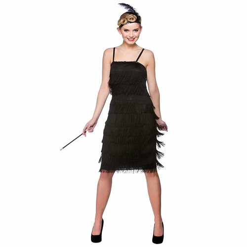Schwarzes fransenkleid - schwarzes,