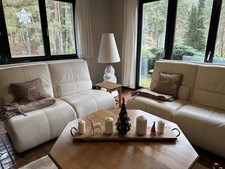 Ledersofa 2-Sitzer Weiss Hochlehner 150x94x70cm Neuwertig Neupreis € 5460,-