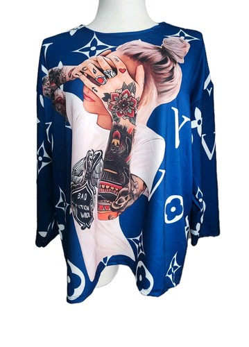 Motivshirt langarm frau tattoo - motivshirt,