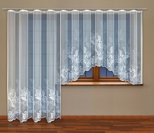 Gardine mit kräuselband weiß - mit,