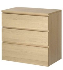 Malm Kommode Ikea Eiche furniert 3 Schubladen B 70 x H 71 x T 40 cm