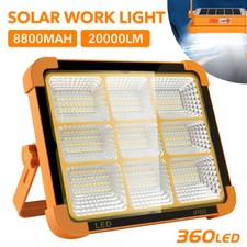 Solar LED Arbeitsleuchte Akku Aufladbar Baustrahler Flutlicht Werkstattlampe DE