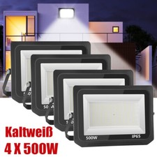4X 500W LED Fluter Flutlicht Strahler Scheinwerfer Außen Baustrahler Kaltweiß