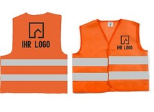 Orange Safety Weste Sicherheitsweste Signalweste + Warnweste inkl. Druck 