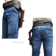 Neu Erwachsene Cowboy Braun Einzel Holster Gürtel Kunstleder Premium Qualität.