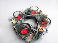 Adventskranz Adventsgesteck Tischkranz Weihnachten silber - weiß ca. Ø 25cm