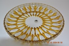 Große, flache Schale, original Waltherglas, goldgelb/bernsteingelb, leuchtend