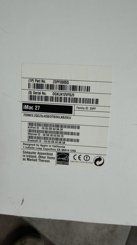 Apple imac zoll - 27", ende