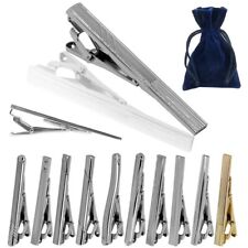 Krawattenklammer mit Samtbeutel Herren Edelstahl Silbern Klemme Krawattennadel 