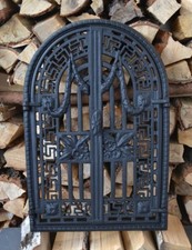 385x570mm Backofentür, Ofentür aus Gusseisen Kamintür Schwarz Silber Holz CA020