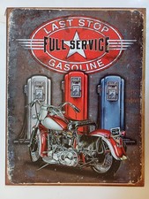Platte Metall Last Stop Gasoline Moto - 40 X 30 CM Deko Vintage USA