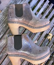 Calou Stockholm Clogs echt Leder grau metallic Chelsea Boots Gr. 36 handmade 