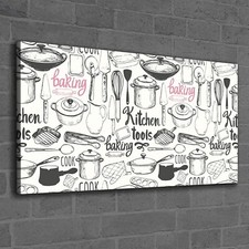 Canvas Wandbild Leinwand Bilder 120x60 Kunstdruck Bild Küchenset Töpfe Pfannen