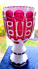 Große Glas Vase / Pokal - BÖHMEN ANTIK - Biedermeier - Höhe 22 cm - 0,9 kg
